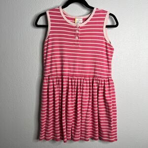 Hanna Andersson Sundress Pink Stripe Cotton Button Front  Sz 150 / 12 Girls